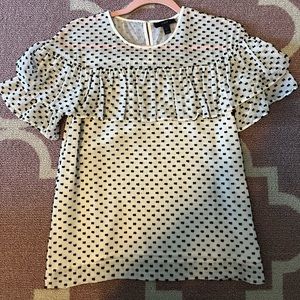 JCrew white Edie Swiss dot blouse size 0